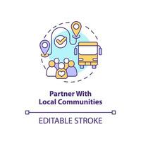 Partner with local communities concept icon. Public transport. Accessible city. Travel experience. Equal opportunity abstract idea thin line illustration. Isolated outline drawing. Editable stroke vector