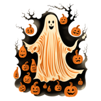 ghost pumpkin vintage ai generate png