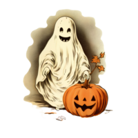 ghost pumpkin vintage ai generate png