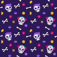 Dia de muertos seamless pattern element set with skull and bones. Day of the dead vector