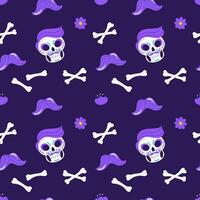 Dia de muertos seamless pattern element set with skull and bones. Day of the dead vector