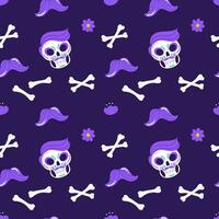 Dia de muertos seamless pattern element set with skull and bones. Day of the dead vector