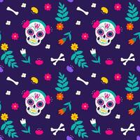 Dia de muertos seamless pattern element set with skull and bones. Day of the dead vector