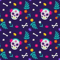 Dia de muertos seamless pattern element set with skull and bones. Day of the dead vector