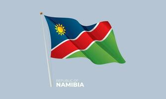 Namibia flag waving at the flagpole. Vector 3D