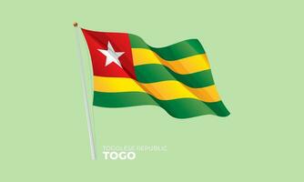 Togo flag waving at the flagpole. Vector 3D