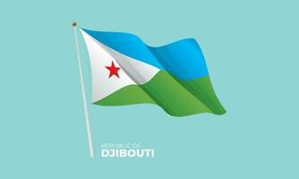 djibouti bandera ondulación a el asta de bandera. vector 3d