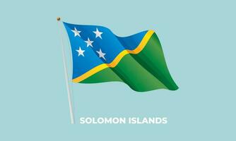 Solomon Island flag waving at the flagpole. Vector 3D