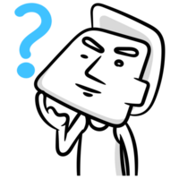 Young man cartoon with blue question mark png