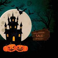 Halloween sale composition with flat design vector