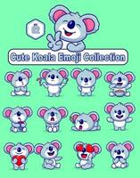 Set of cute koala character in various poses sticker vector cartoon illustration