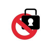 Prohibition symbol and padlock silhouette icon. Vector. vector