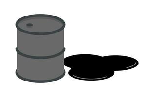 Crude oil drum and spilled crude oil. Vector. vector