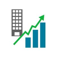 Real Estate Price Rising Icon. Building and bar graph. Vector. vector