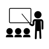 Teacher silhouette icon of a teacher teaching a student in a class. Studying at school. Vector. vector