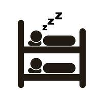 Dormitory silhouette icon. Bunk bed. Vector. vector