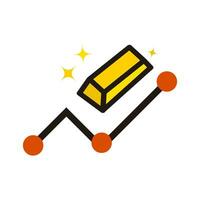 Gold bar and gold price rise chart icons. Vector. vector