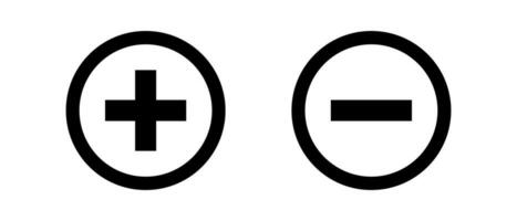 Round plus sign and minus sign icon set. Vector. vector