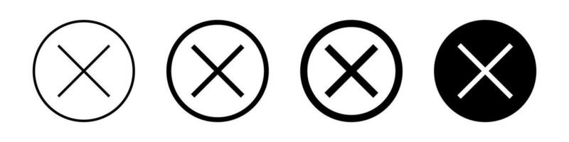 Cross mark silhouette icon set. Delete and cancel buttons. Vector. vector
