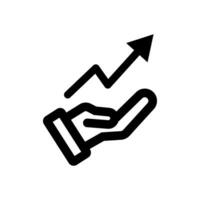 Upward arrow and hand icon. Grade up. Vector. vector