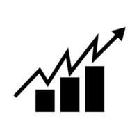 Rapidly increasing bar graph silhouette icon. Vector. vector