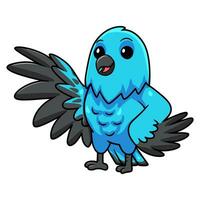 Cute spangled cotinga bird cartoon waving hand vector