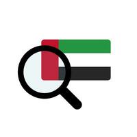 United Arab Emirates flag and country inspection. Flag and magnifying glass icon. Vector. vector