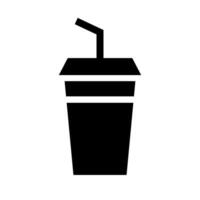 Cafe drink silhouette icon with straw. Vector. vector