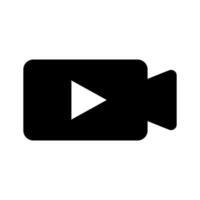 Film camera silhouette icon of play button. Vector. vector