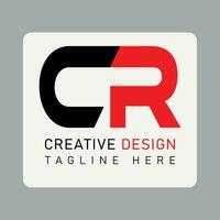 Vector modern geometric simple letter C R logo design.