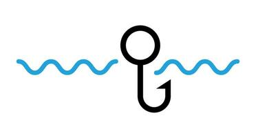 Fishing hook icon floating on the surface of the sea. Vector. vector