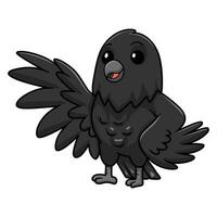 Cute crow bird cartoon waving hand vector