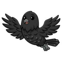 linda cuervo pájaro dibujos animados volador vector