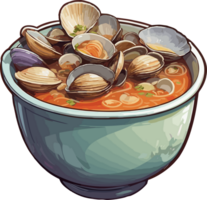 Culinary Warmth Captivating Clam Soup Imagery AI Generative png