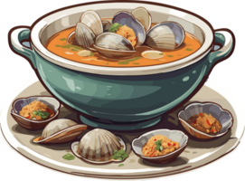 Culinary Warmth Captivating Clam Soup Imagery AI Generative png