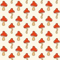 Retro 70s 60s 80s Hippie Groovy mushrooms fly agarics seamless pattern. Vector illustration. Boho style background.