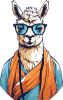 modern lama konstnärlig skildringar av lamadjur med glasögon ai generativ png
