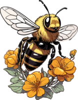 Nature's Ballet Artful Honey Bee Depictions AI generative png