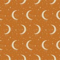 Mystical drawing of moon and outer space seamless pattern vector