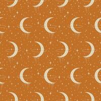 Mystical drawing of moon and outer space seamless pattern vector