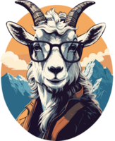 Goat Gaze Captivating Images of Mountain Goats in Eyewear AI Generative png