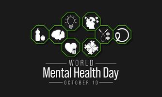 Mental Health day is observed every year on October 10, A mental illness is a health problem that significantly affects how a person feels, thinks, behaves, and interacts with other people. vector