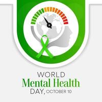 Mental Health day is observed every year on October 10, A mental illness is a health problem that significantly affects how a person feels, thinks, behaves, and interacts with other people. vector