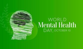 Mental Health day is observed every year on October 10, A mental illness is a health problem that significantly affects how a person feels, thinks, behaves, and interacts with other people. vector