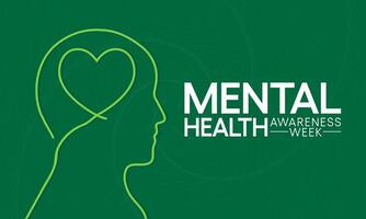 Mental Health Week is observed every year in October, A mental illness is a health problem that significantly affects how a person feels, thinks, behaves, and interacts with other people. vector