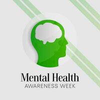 Mental Health Week is observed every year in October, A mental illness is a health problem that significantly affects how a person feels, thinks, behaves, and interacts with other people. vector