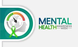 Mental Health Week is observed every year in October, A mental illness is a health problem that significantly affects how a person feels, thinks, behaves, and interacts with other people. vector