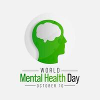Mental Health day is observed every year on October 10, A mental illness is a health problem that significantly affects how a person feels, thinks, behaves, and interacts with other people. vector