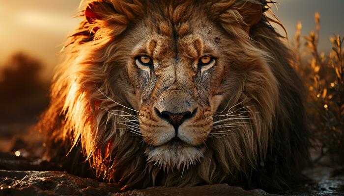 Majestic lion, king of the savannah, roams Africa grassy plains generated  by AI 29702828 Stock Photo at Vecteezy