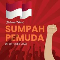 Happy Indonesian Youth Pledge. Suitable for greeting card, poster and banner vector